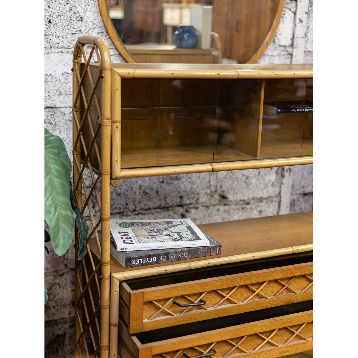 Charmante armoire en rotin Blandine N°544 - Bon état beige, DEBONGOUT