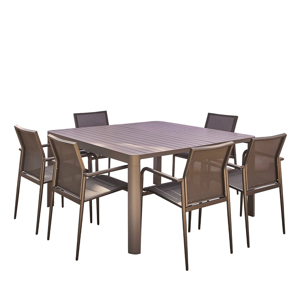 Salon de jardin en aluminium extensible 6/8 places LAGON gris, BERAH GETAH