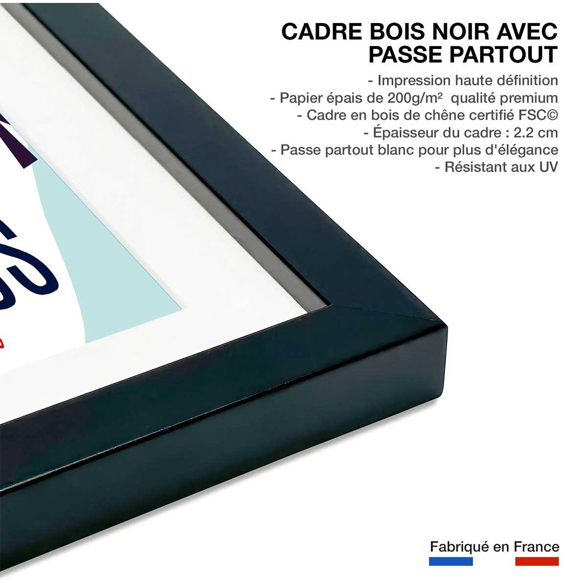 Poster de paradiski les arcs affiche + cadre en bois - noir, HEXOA