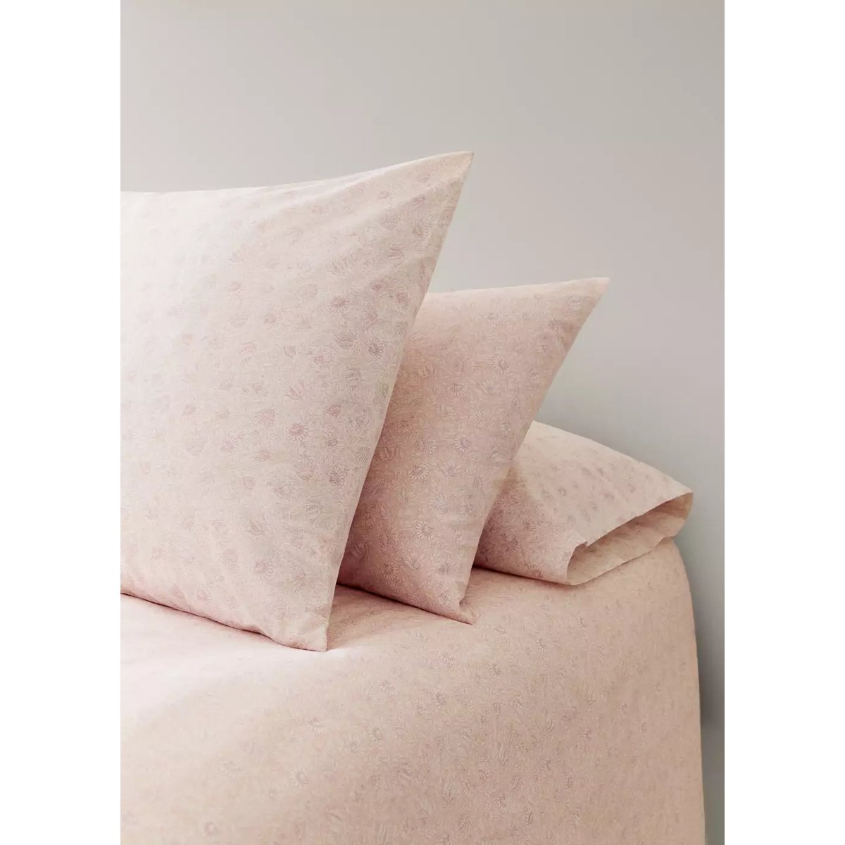Taie d'oreiller enfant percale de coton fleurs 60x60 rose pastel, MANGO HOME