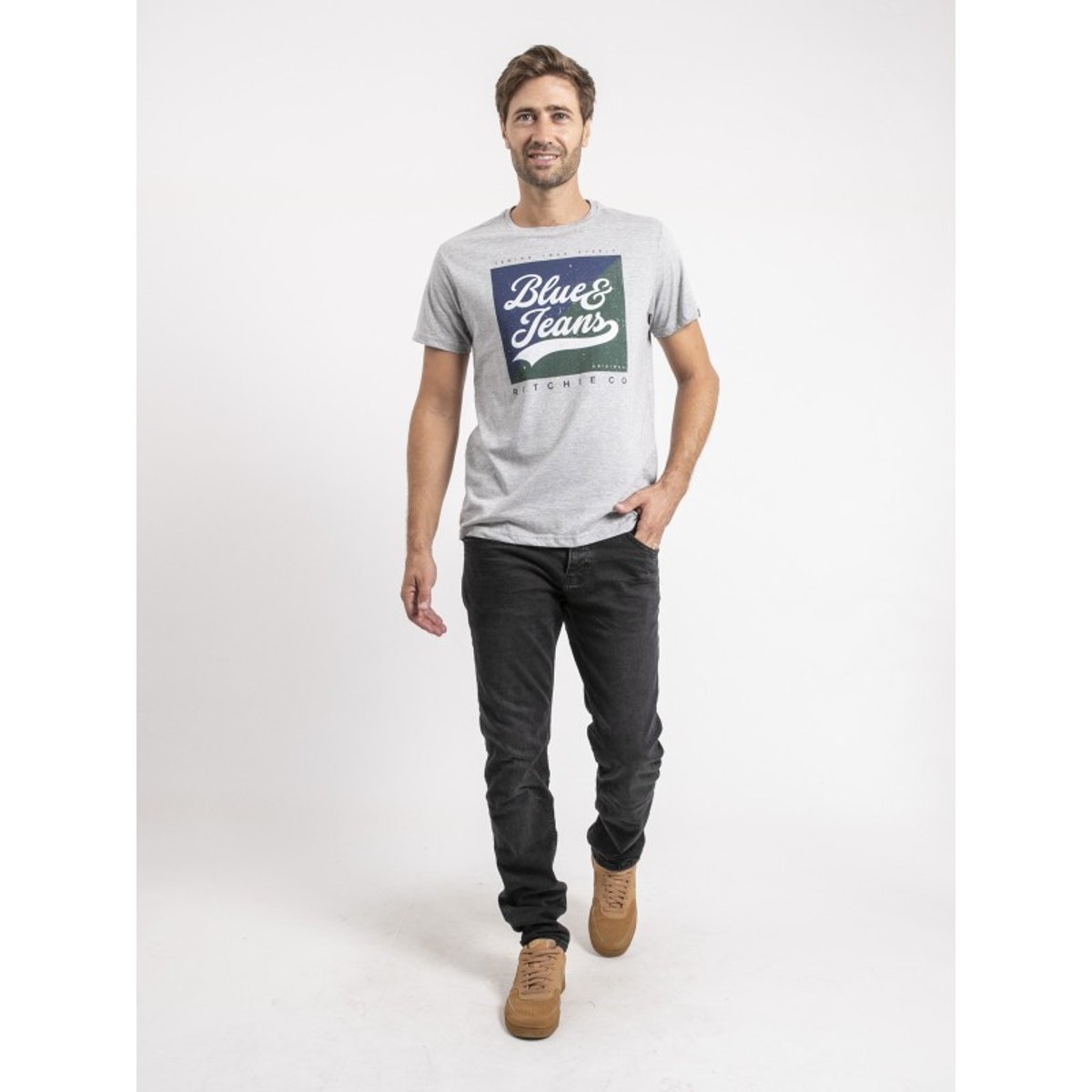 T-shirt Manches Courtes Pur Coton Jamuler gris, RITCHIE