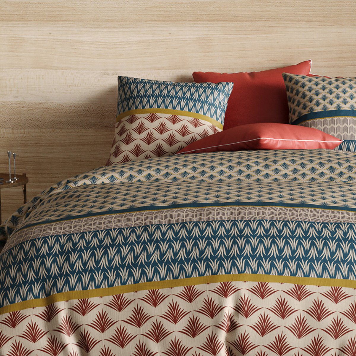 Parure housse de couette 100% coton 71fils manille bleu, ATELIER DU COTON