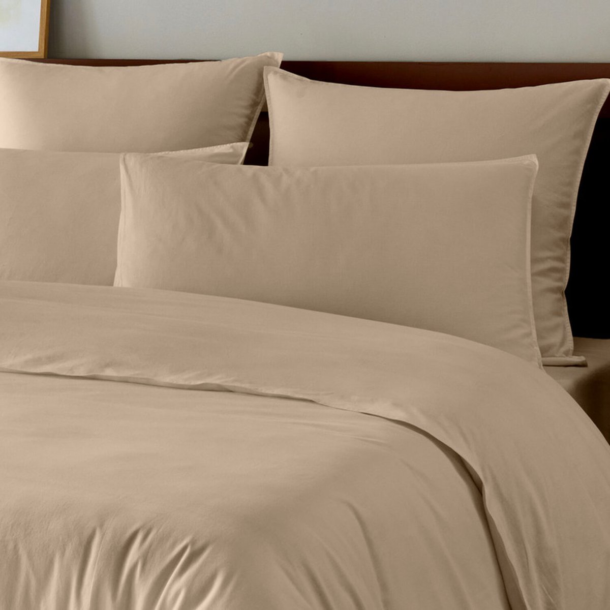 Parure de lit en coton lavé unie, LAV ficelle, C DESIGN HOME TEXTILE