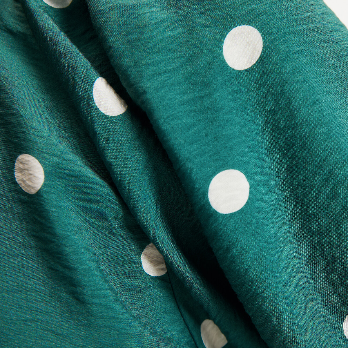 Blouse col rond manches bouffantes à pois imprimé pois fond vert, LA REDOUTE COLLECTIONS