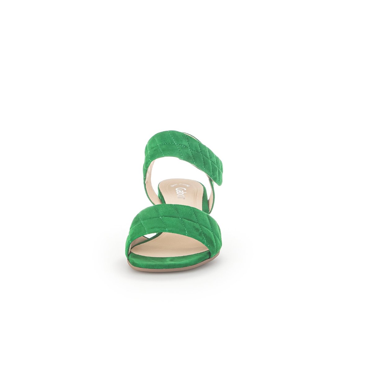 Sandales en cuir lisse à talon bloc recouvert vert, GABOR