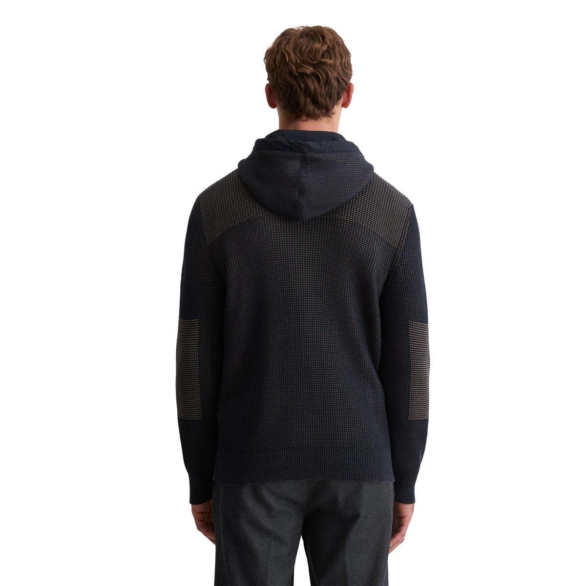 Cardigan à capuche regular en coton bio bleu foncé, MARC O'POLO