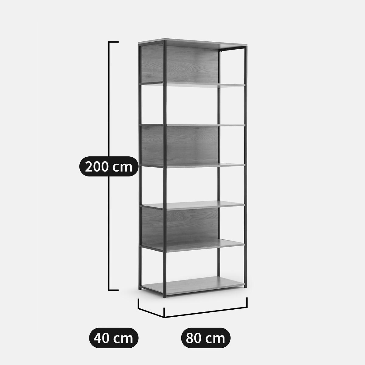 Module de dressing, 3 caissons 6 étagères, OAKI noir/bois, LA REDOUTE INTERIEURS