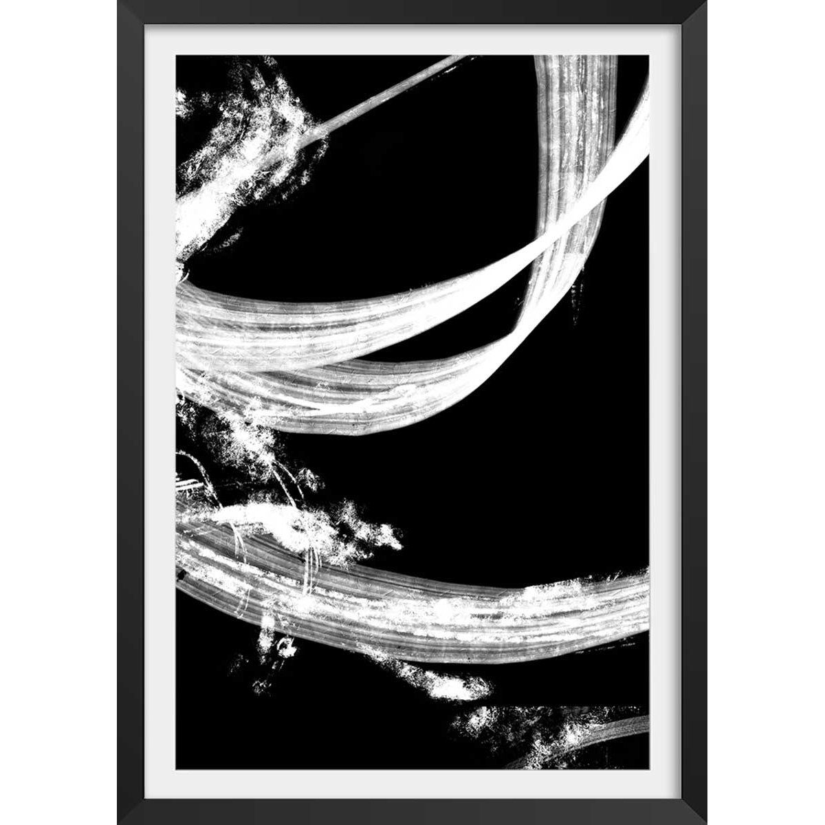 Affiche Coup de pinceau phototype affiche + cadre en bois - noir, HEXOA