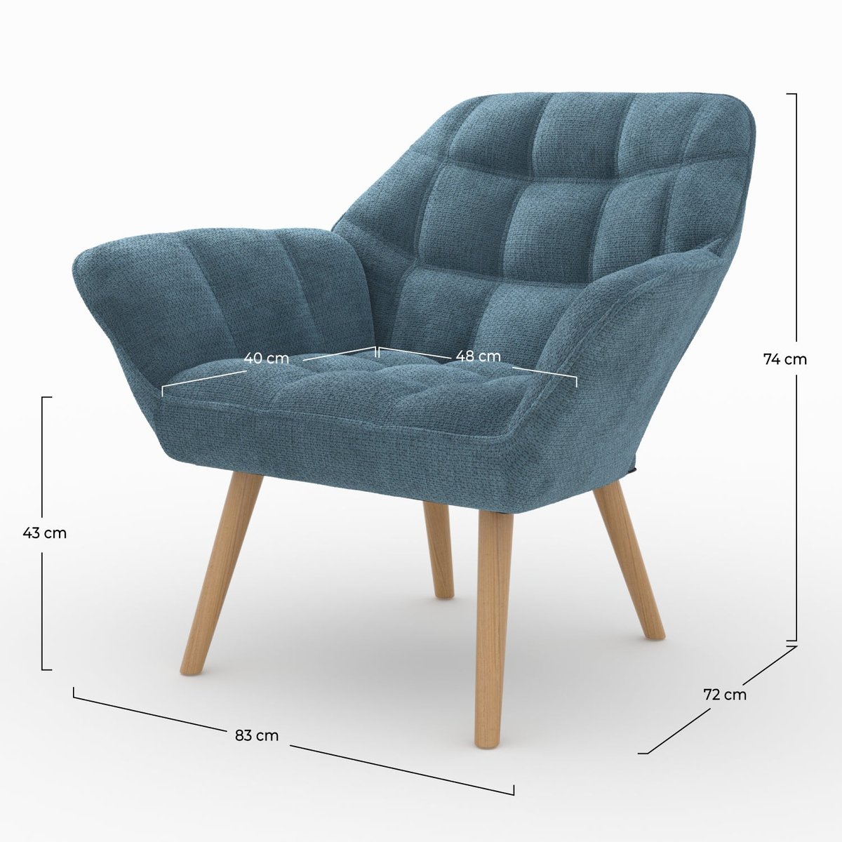 Fauteuil en tissu - SIMBA bleu, MAISON PAVANE