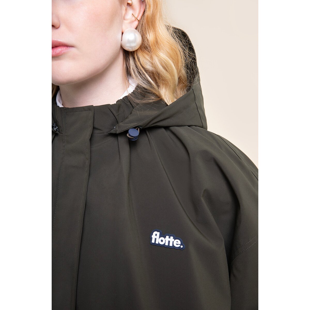 Veste imperméable à capuche amovible, GARANCE kaki, FLOTTE