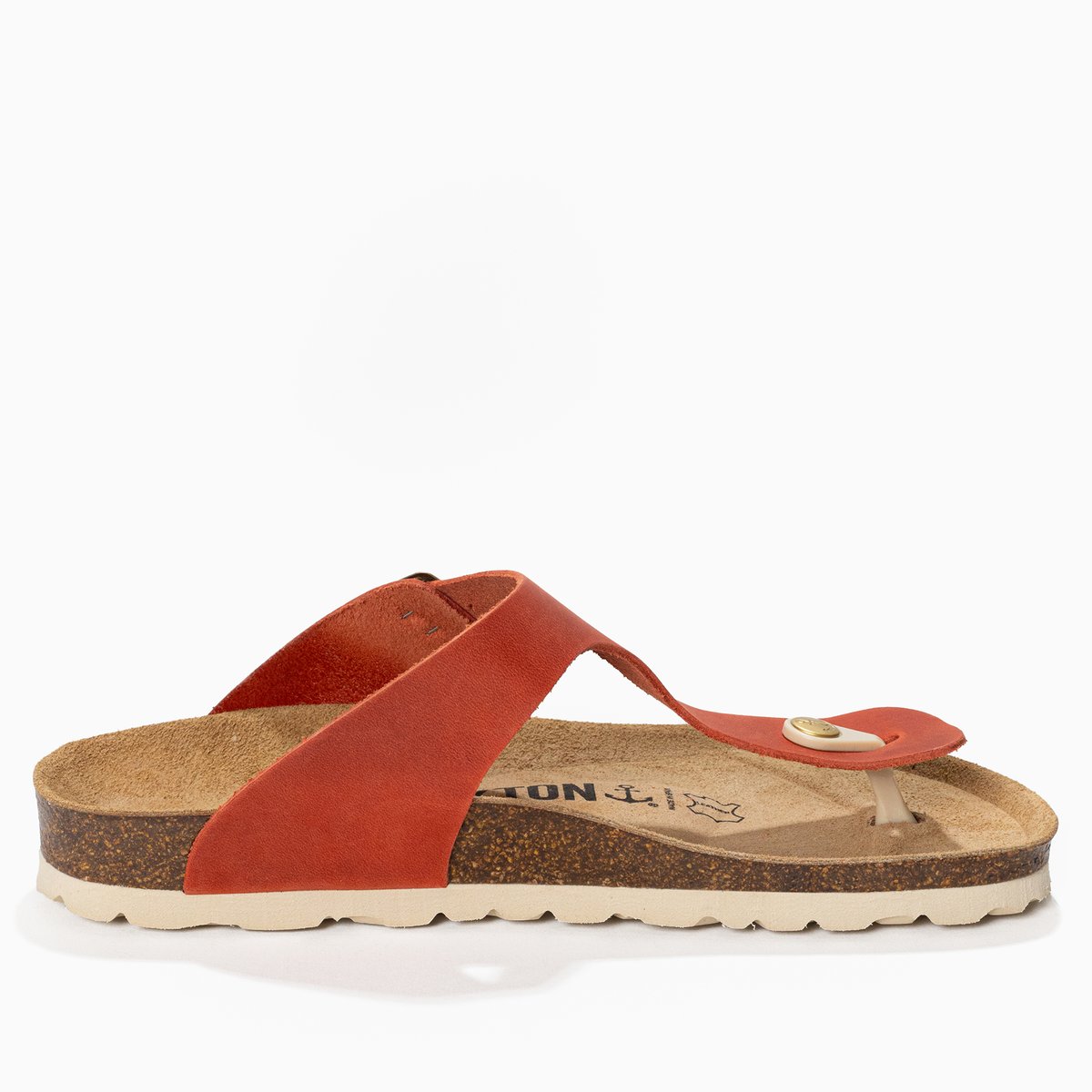 Tongs en cuir MERCURE orange, BAYTON