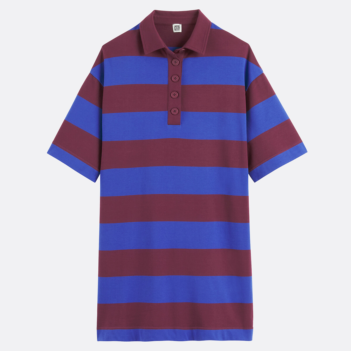 Robe col polo, à rayures, courte, manches courtes rayé bordeaux/bleu, LA REDOUTE COLLECTIONS