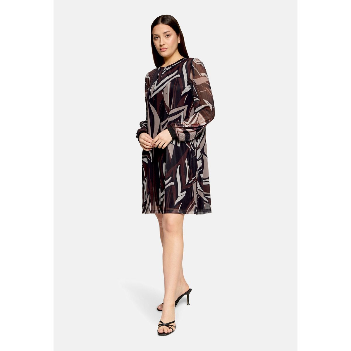 Robe en chiffon à manches longues taupe/black, BETTY BARCLAY