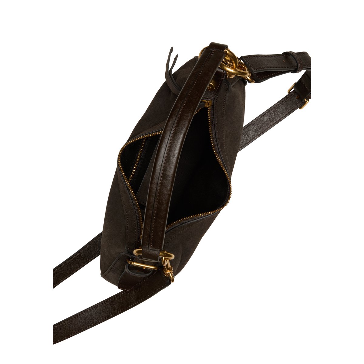 Sac à bandoulière modèle Pernille petit format en cuir velours souple marron, MARC O'POLO