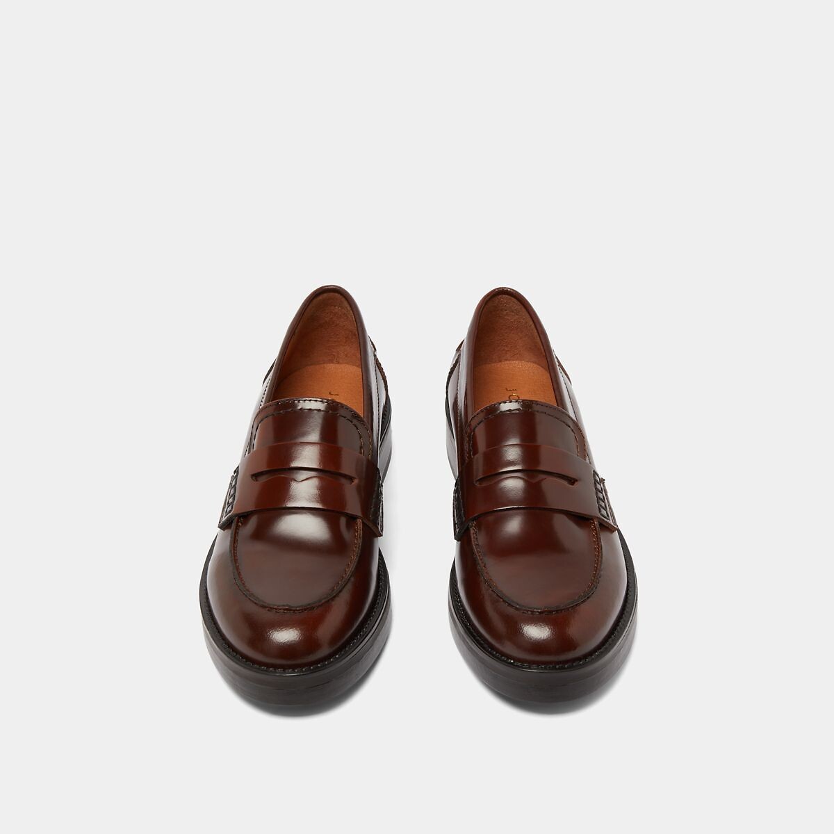 Mocassins cuir Mirna, semelle épaisse marron foncé, JONAK