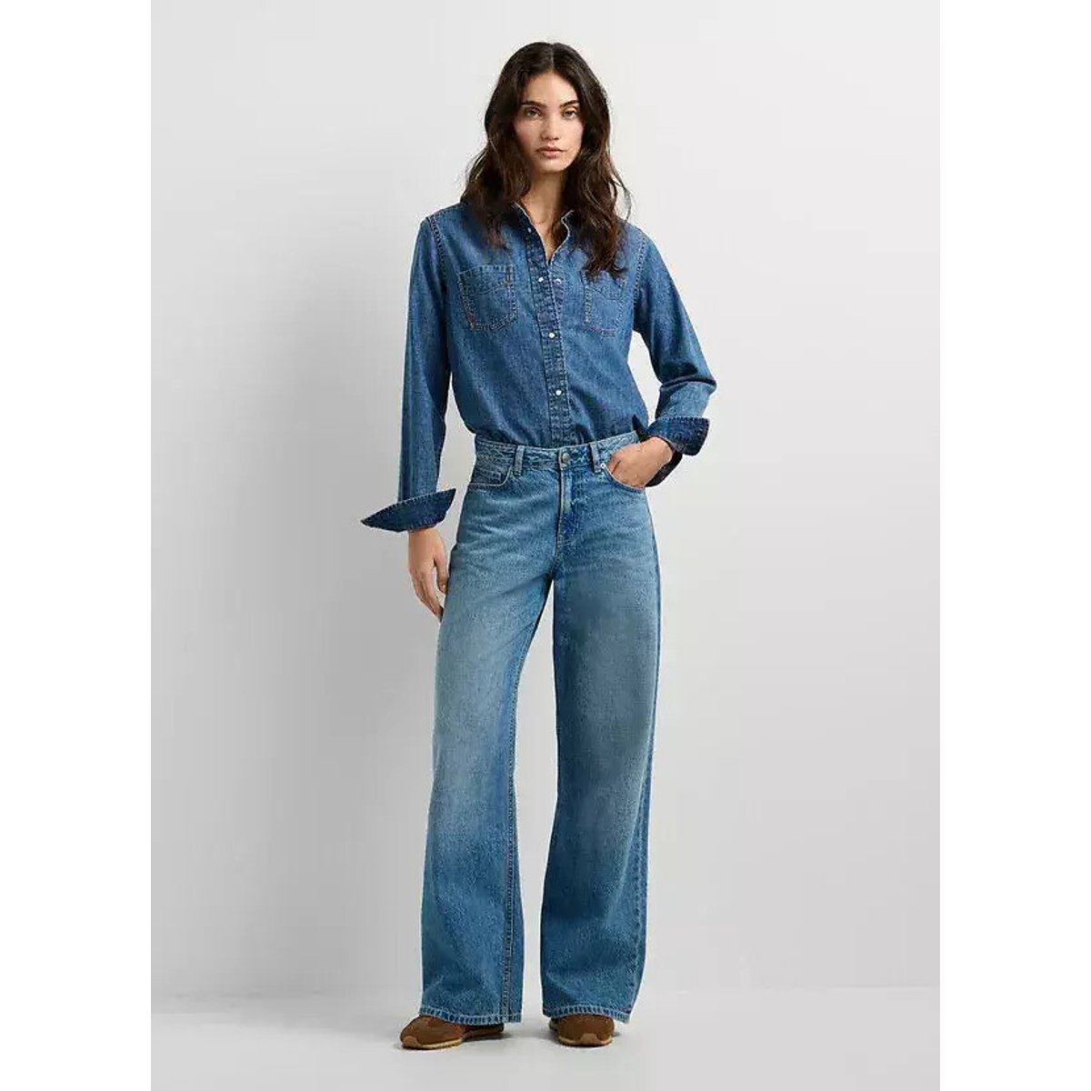 Jeans a vita alta taglia standard LINA blue rigid denim, PEPE JEANS