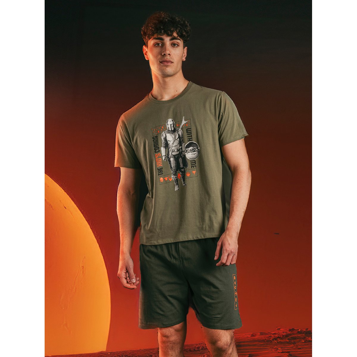 Pyjama short t-shirt The Kid Star Wars kaki, ADMAS