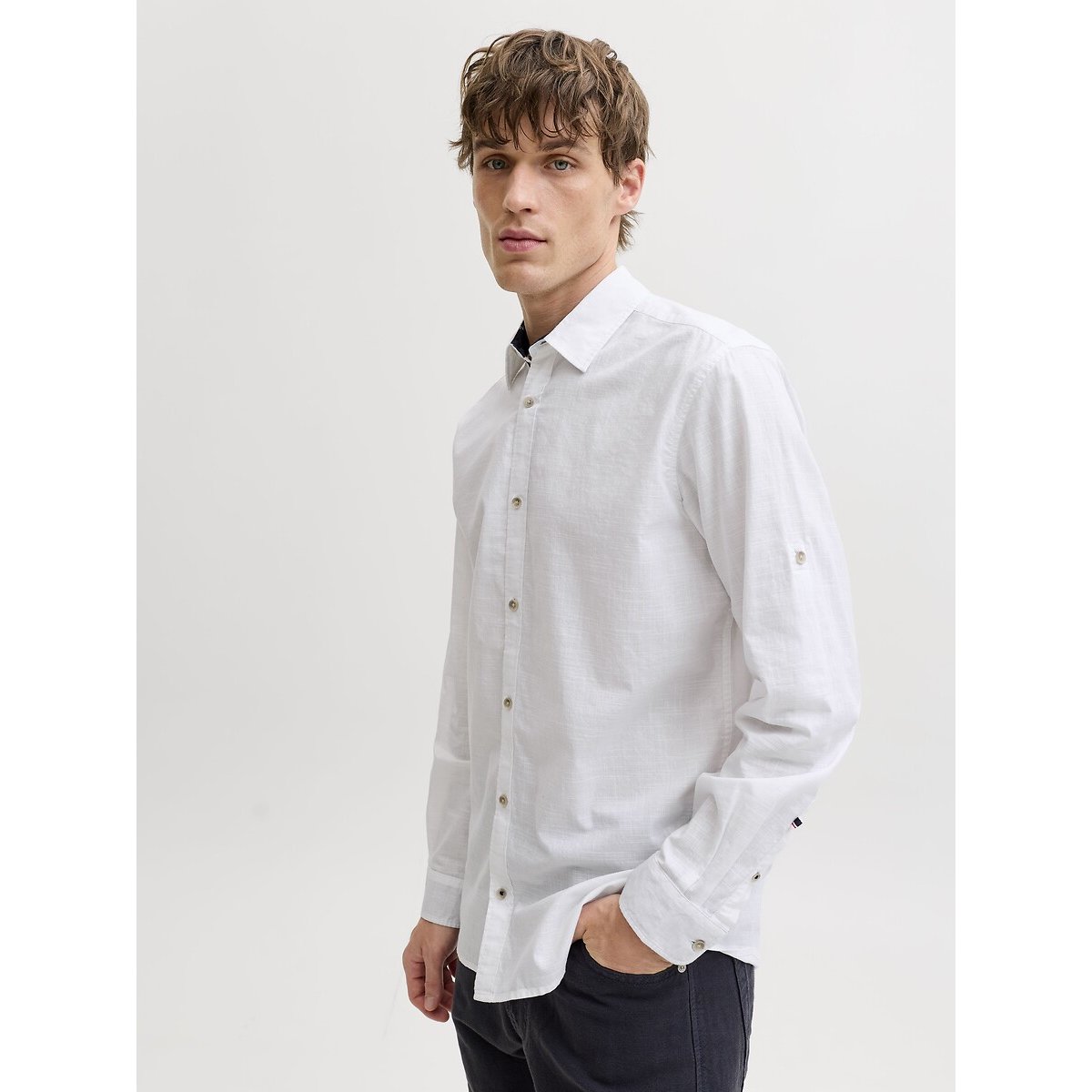 Long Sleeve Shirt white, JACK & JONES