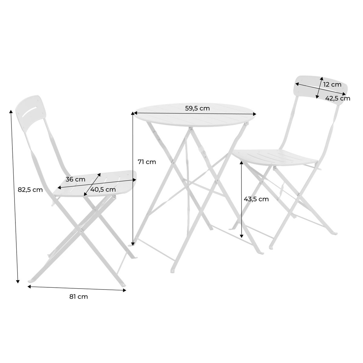 Table de jardin bistrot pliante ronde acier + 2 assises BALCONEA rose, SWEEEK