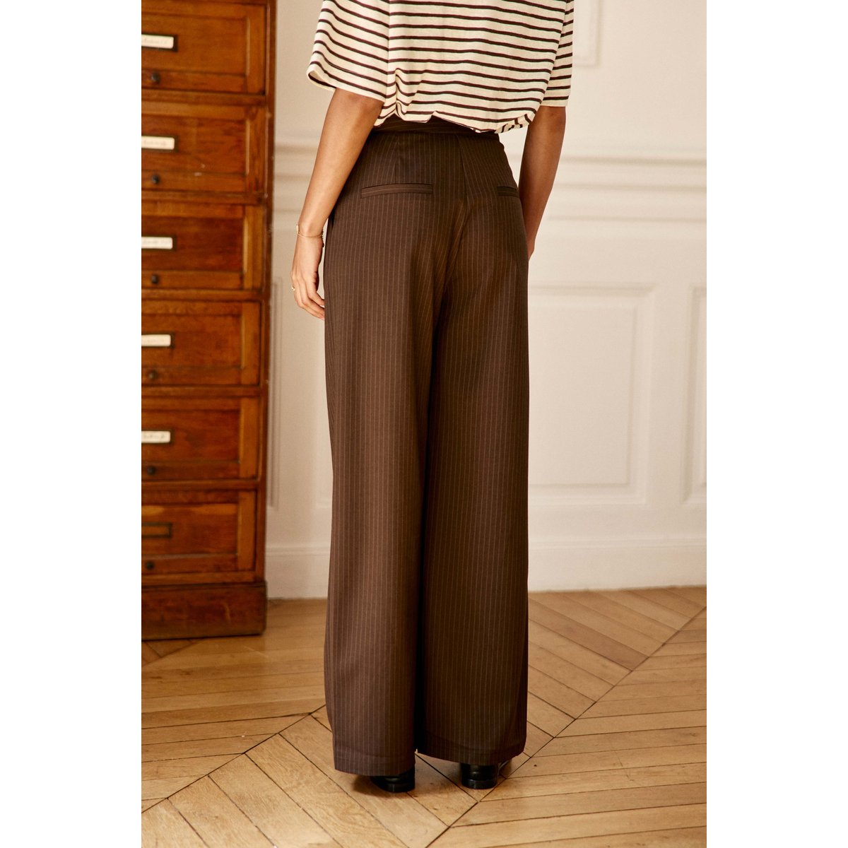 Pantalon droite uni PAOLINE 16-marron/ecru, LA PETITE ETOILE