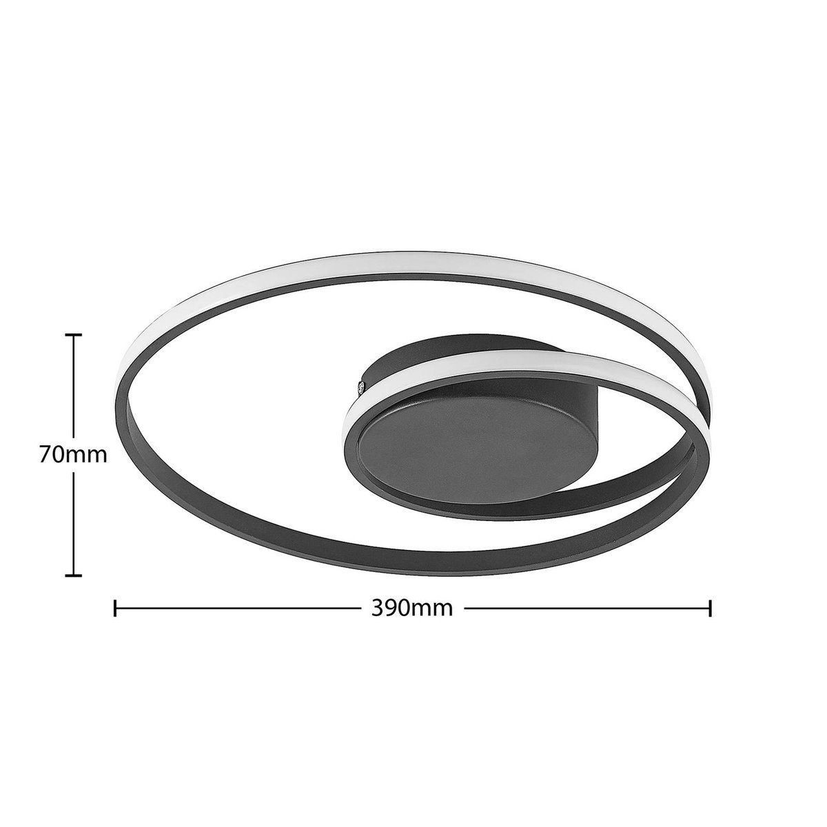 Plafonnier en métal moderneLED, Youna noir, LINDBY