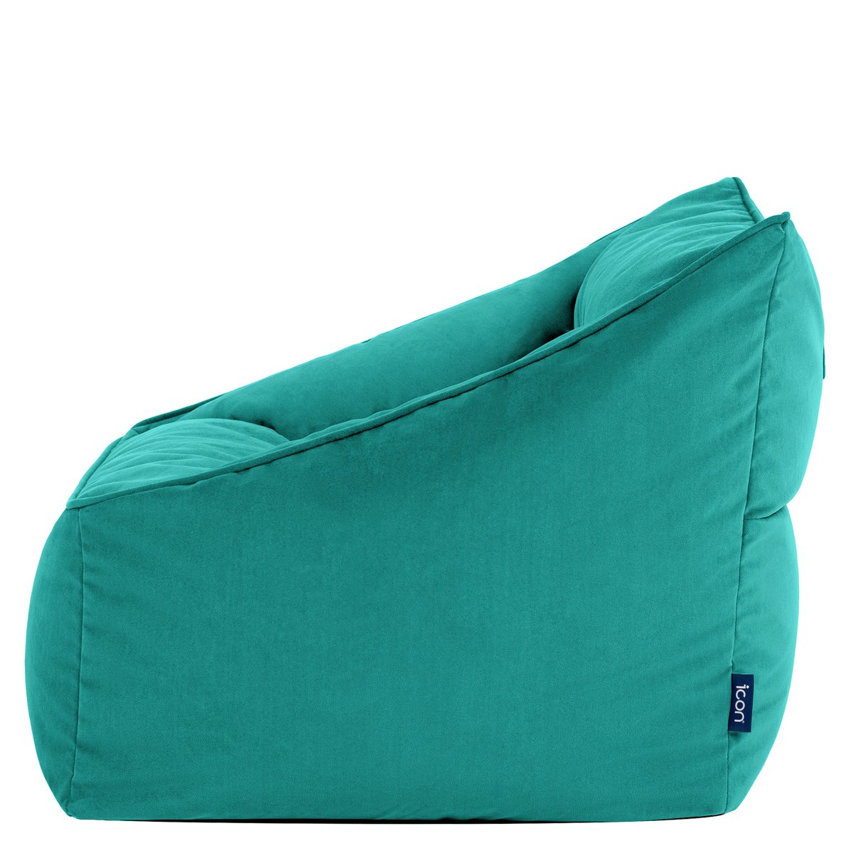 Pouf fauteuil salon et son repose-pied rond en velours mat Oeko-Tex® - NATALIA bleu canard, ICON