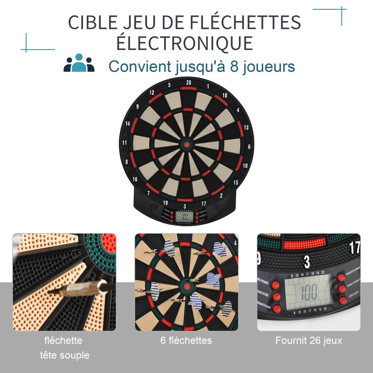 Cible électronique Plastique Noir noir, HOMCOM