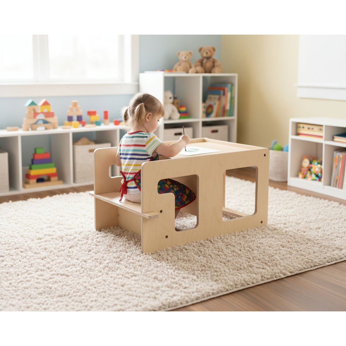 Tour d'observation et table de jeux en 1 en bois Kule Flip beige, MAMATOYS