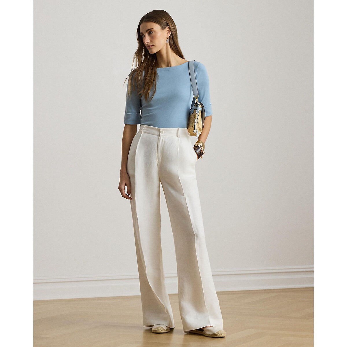 T-shirt manches courtes col bateau, JUDY bleu ciel, LAUREN RALPH LAUREN