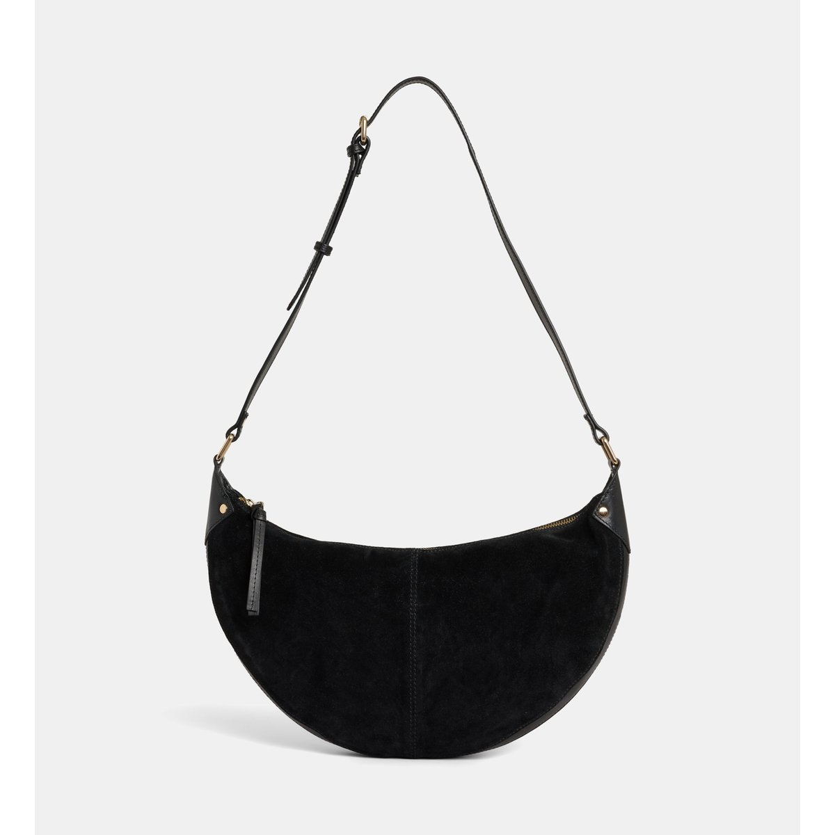 Sac à main demi lune rosanne en cuir et suède noir, GALERIES LAFAYETTE