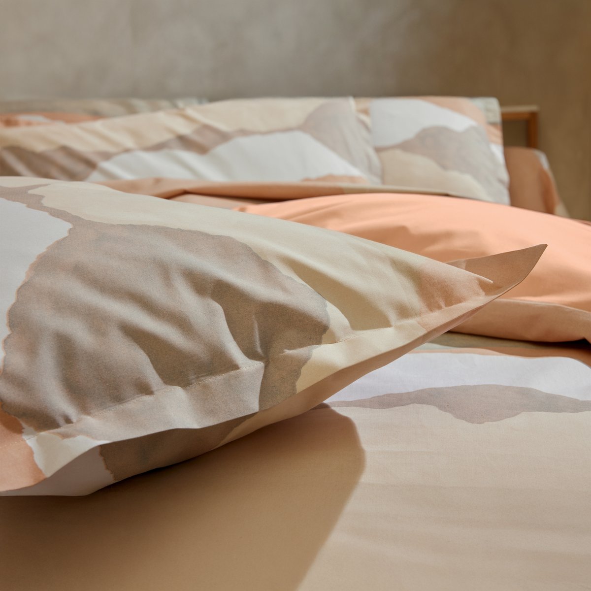 Drap percale de coton paysage abstrait beige, TRADILINGE
