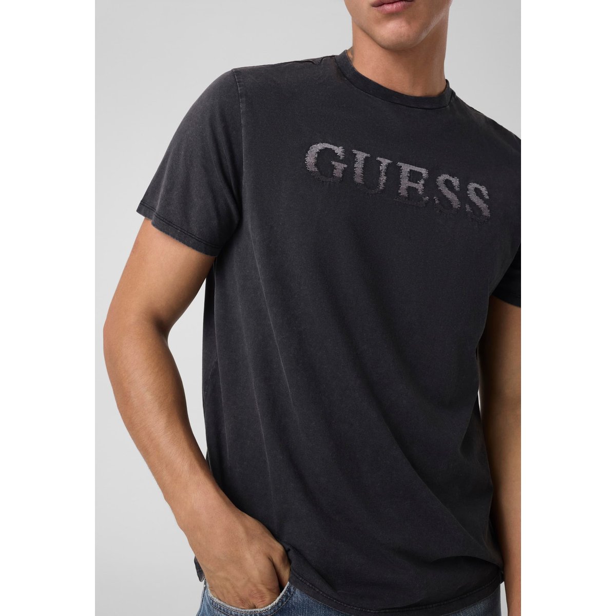 T-Shirt En Coton Avec Logo noir, GUESS