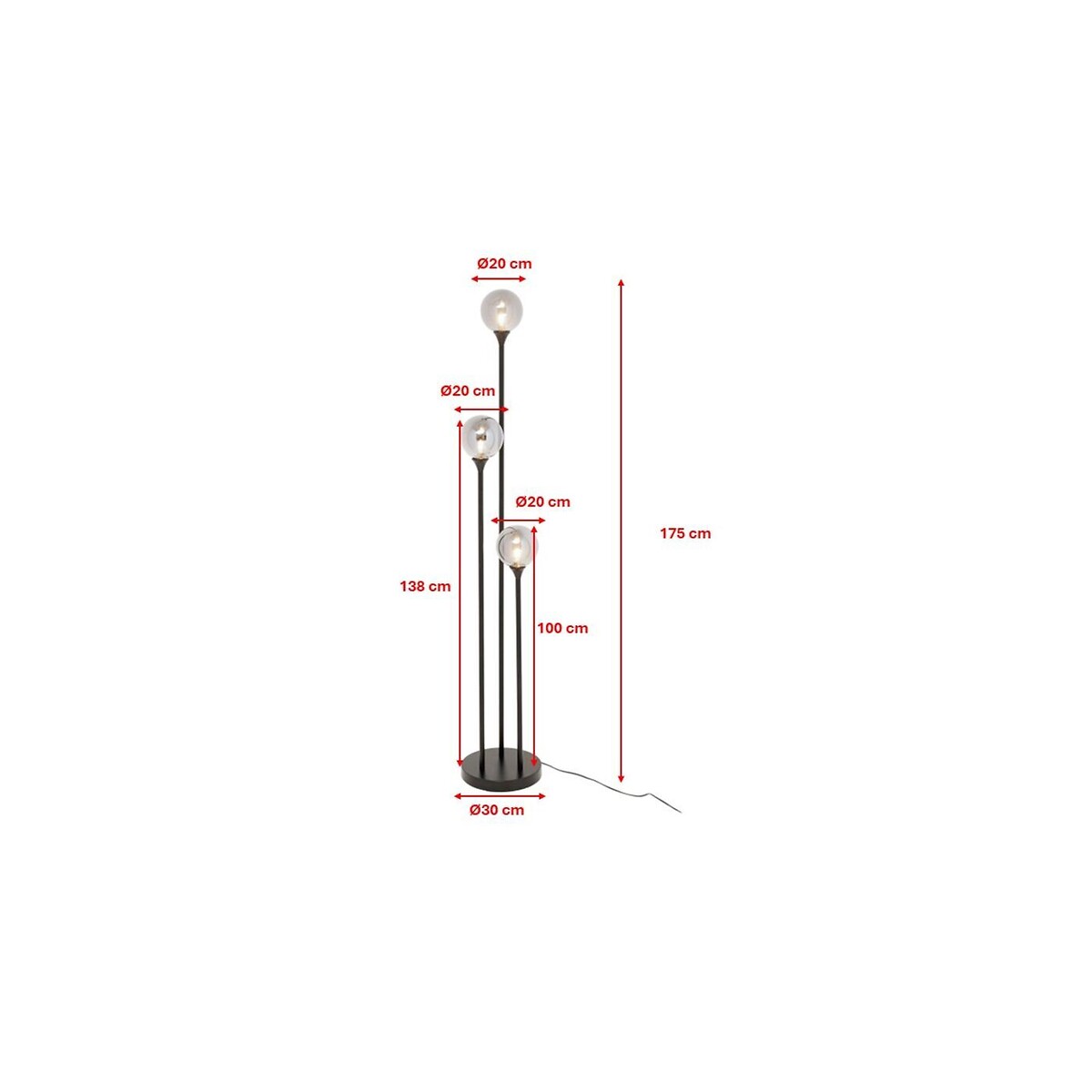 Lampadaire Al Capone Tre noir 175cm noir, KARE DESIGN