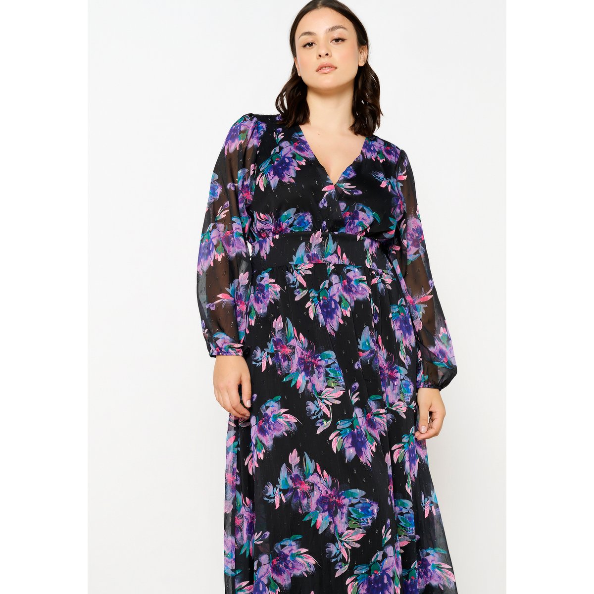 Robe à imprimé fleuri noir, LOLALIZA