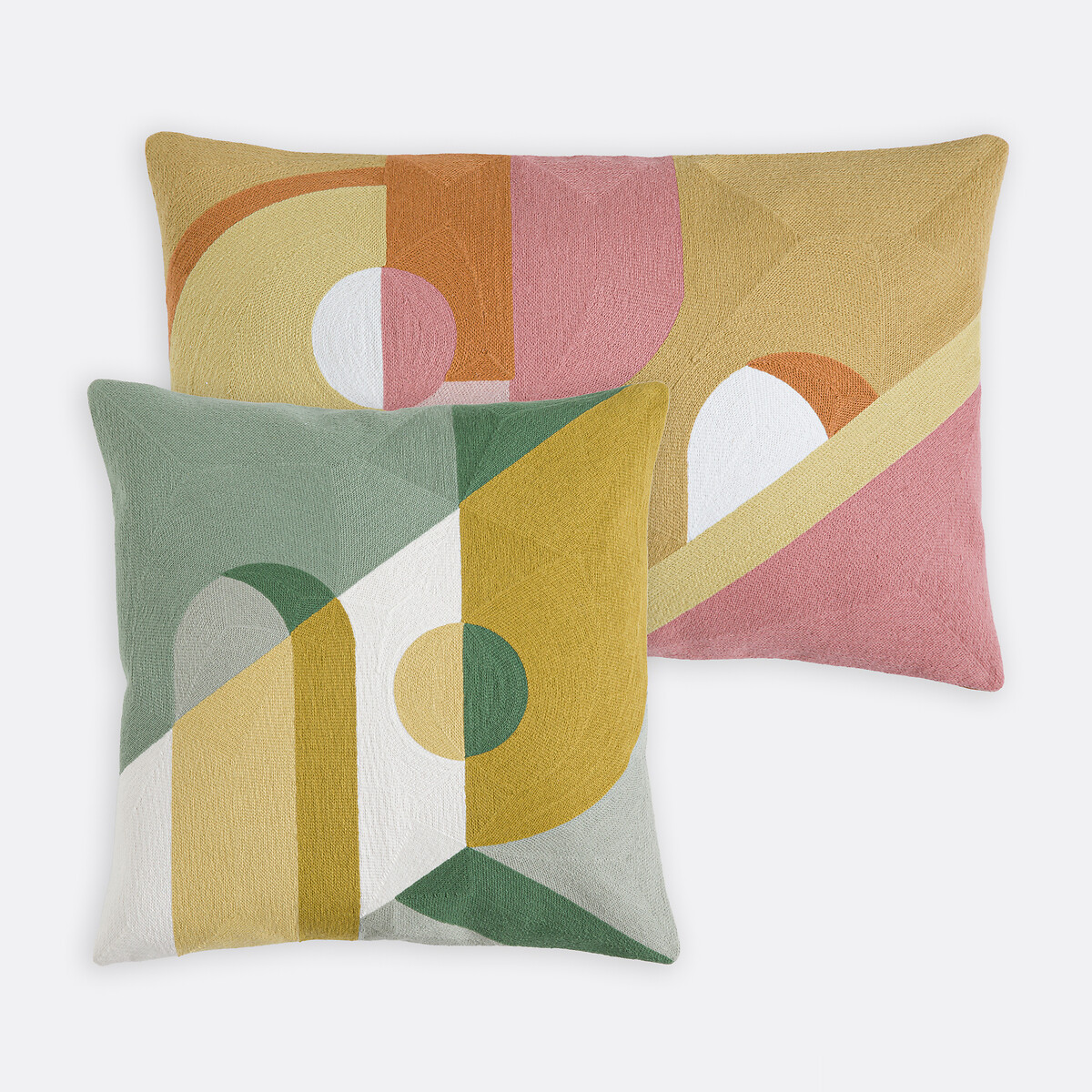 Dyonis Geometric Print Embroidered Cotton Rectangular Cushion Cover multi-coloured, LA REDOUTE INTERIEURS