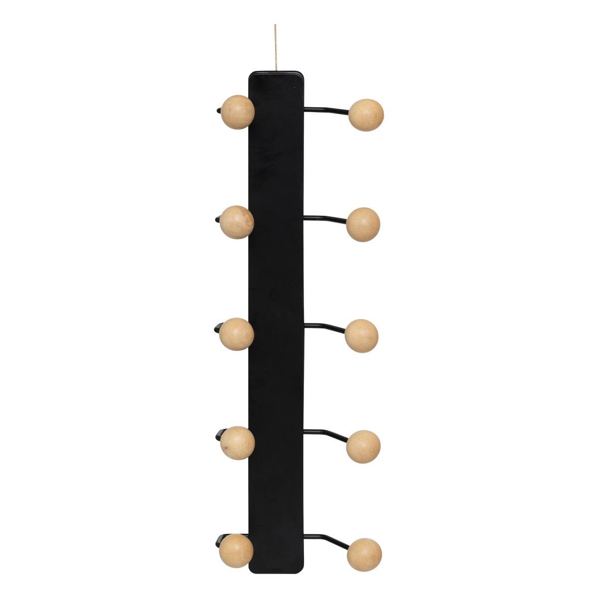 Patère murale 10 crochets en bois et métal BLACKWOOD noir, 5FIVE SIMPLY SMART