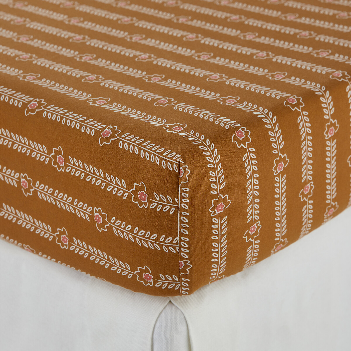 Drap-housse enfant en coton lavé, Nitti ecru/caramel, LA REDOUTE INTERIEURS