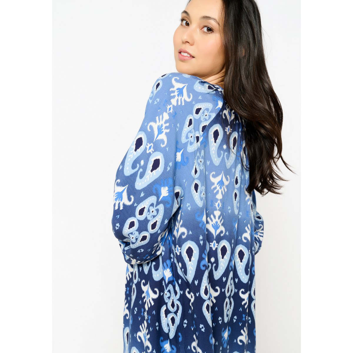 Robe caftan à imprimé bleu, LOLALIZA