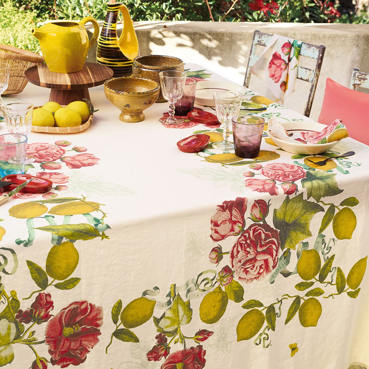Nappe lin & coton lavé CITRONS DE MENTON romance, GARNIER THIEBAUT