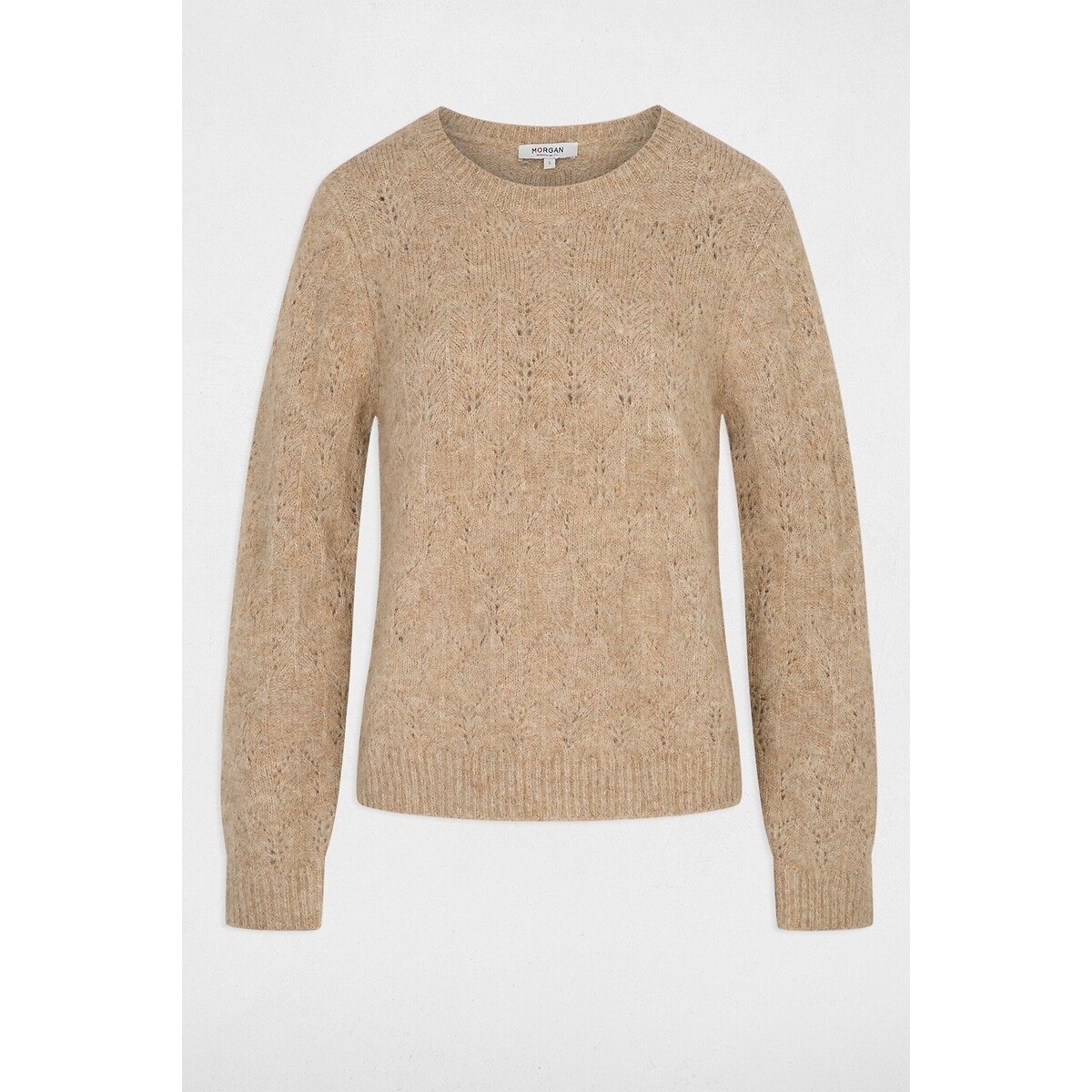 Openwork Knit Jumper beige, MORGAN
