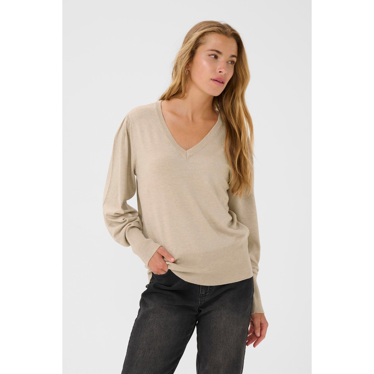 Pullover tricoté beige classic sand melange, KAFFE