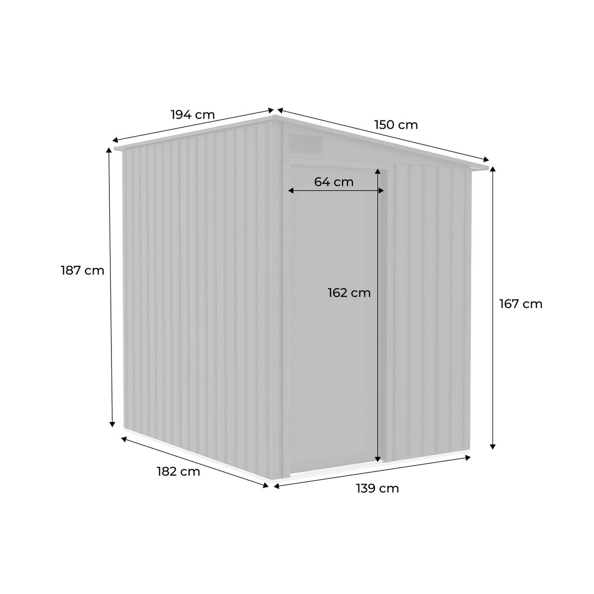 Abri de jardin adossable acier galvanisé 2,91m² avec porte coulissante et kit d'ancrage BRAY terracotta, SWEEEK