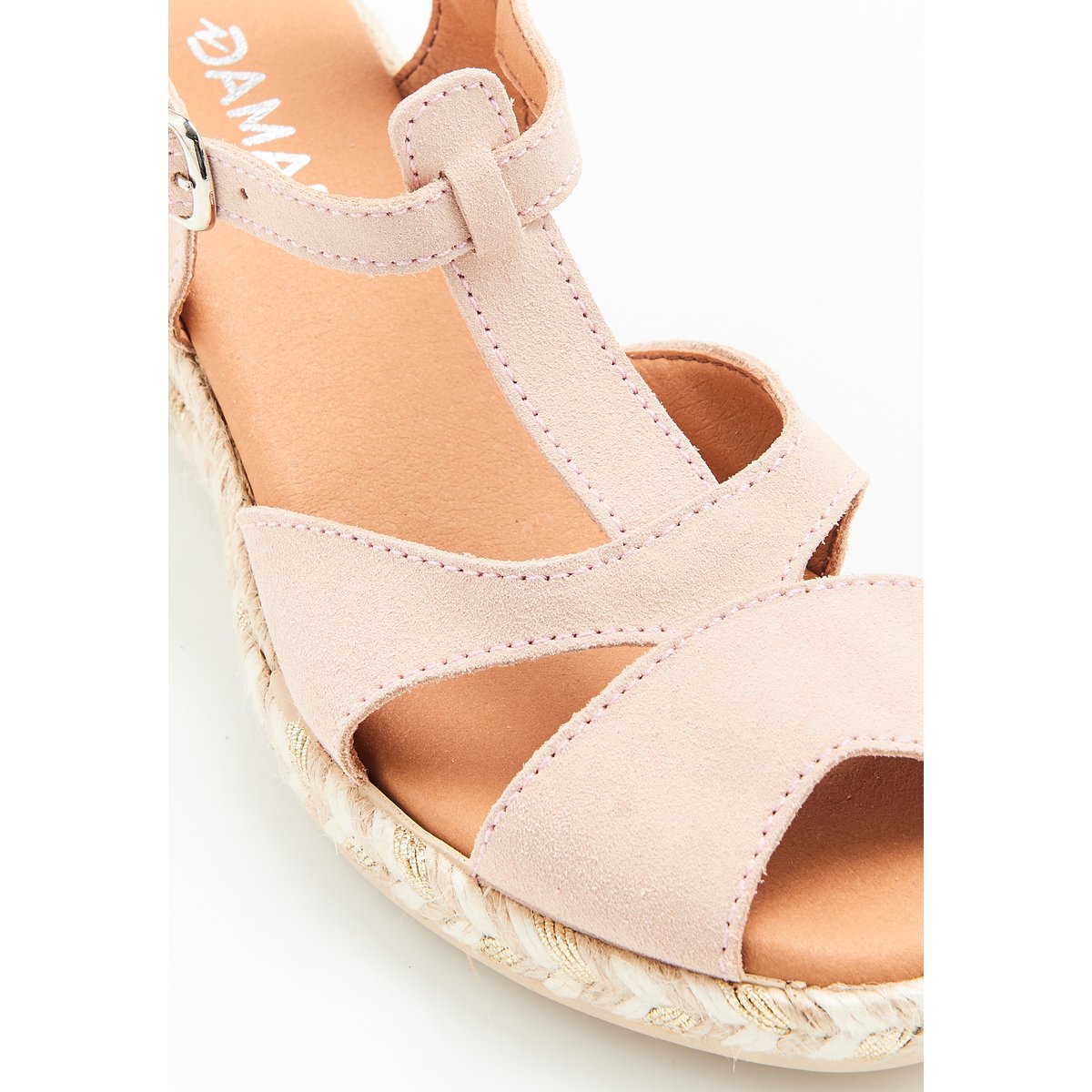 Sandales compensées tressées beige rosé, DAMART