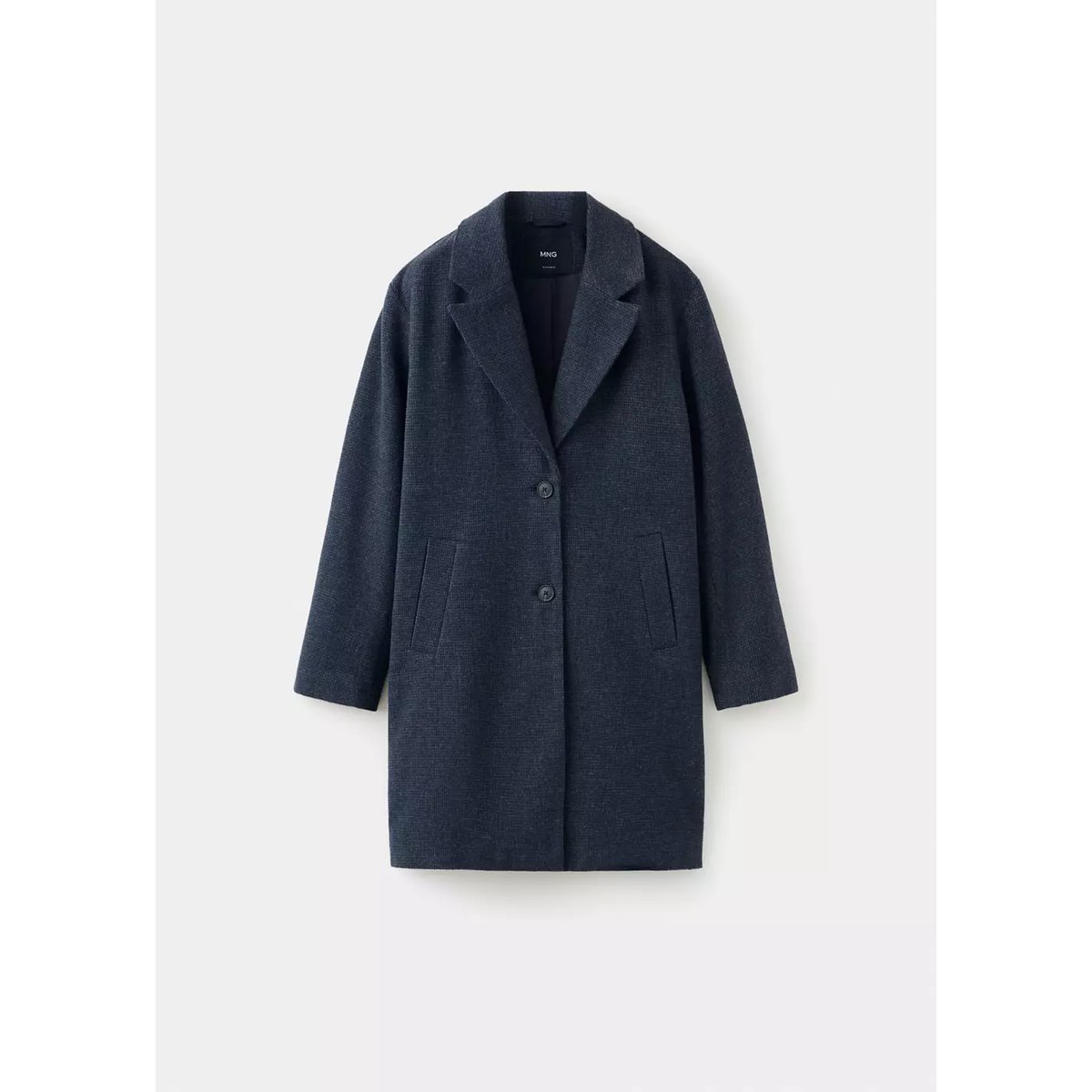 Manteau coupe midi drap de laine bleu marine foncé, MANGO TEEN