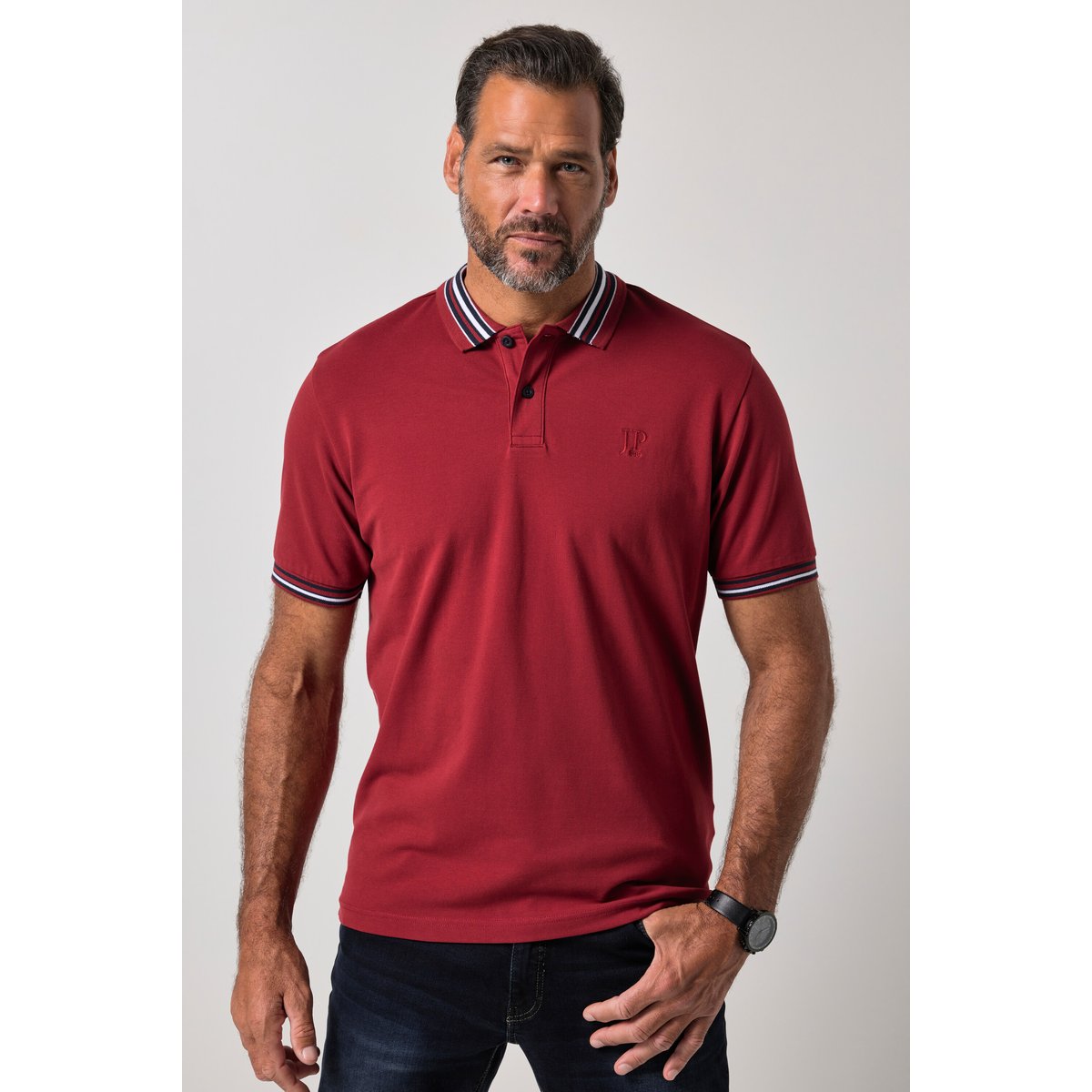 Polo en piqué rouge bordeaux, JP1880