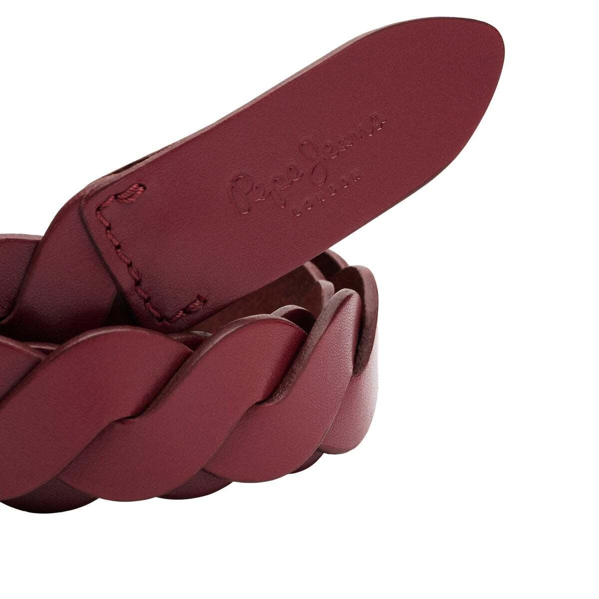 Ceinture En Cuir Tressée rouge bourgogne, PEPE JEANS