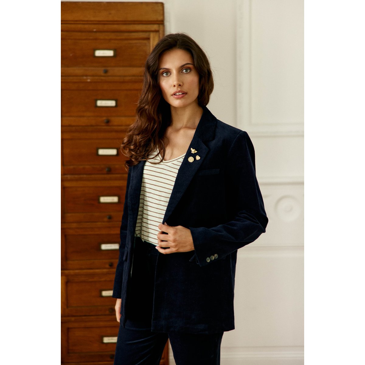 Veste col tailleur uni VIANO 25-marine, LA PETITE ETOILE