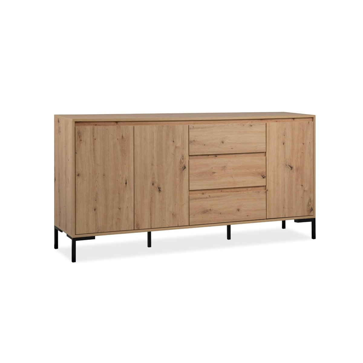 Buffet de salle à manger décor bois 3 portes 3 tiroirs KARVI bois naturel, PIER IMPORT