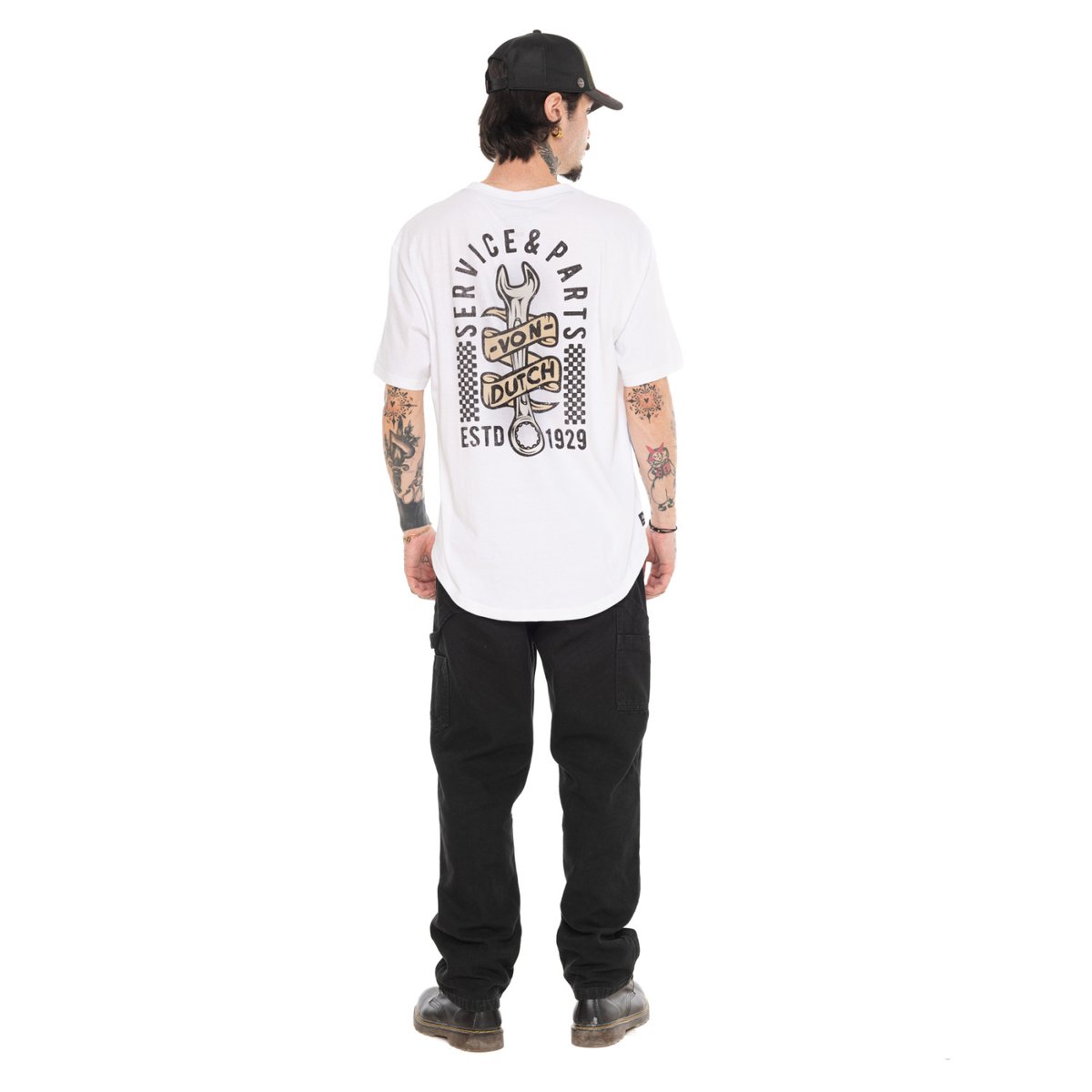Tee shirt coton CUSTOM blanc/beige/noir, VON DUTCH