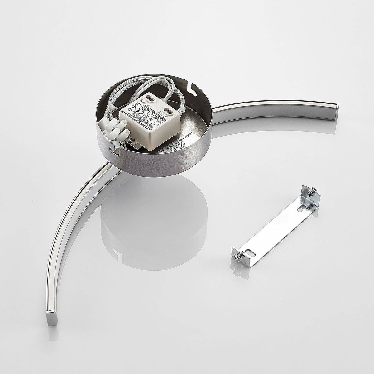 Applique en métal moderneLED, Iven nickel satiné, blanc satiné, LINDBY